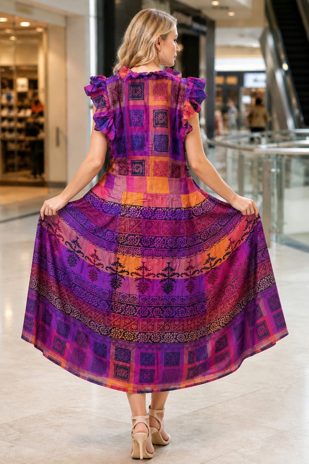 Pure Printed Silk Evening Gown
