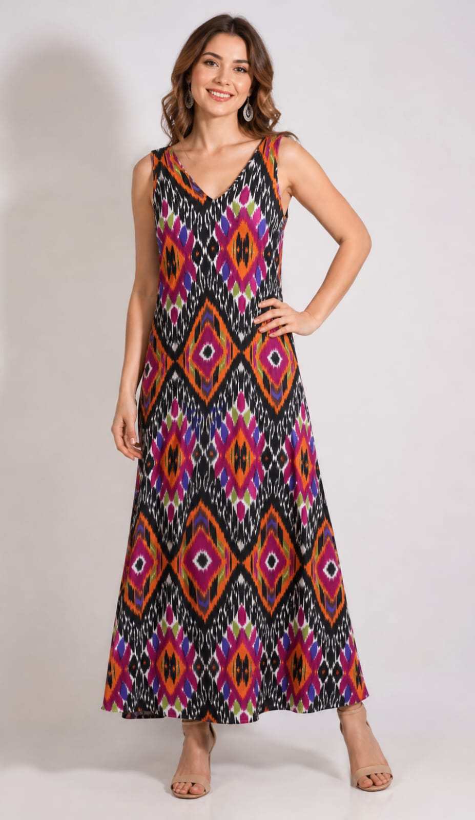 Printed Pure Cotton Casual Long Gown
