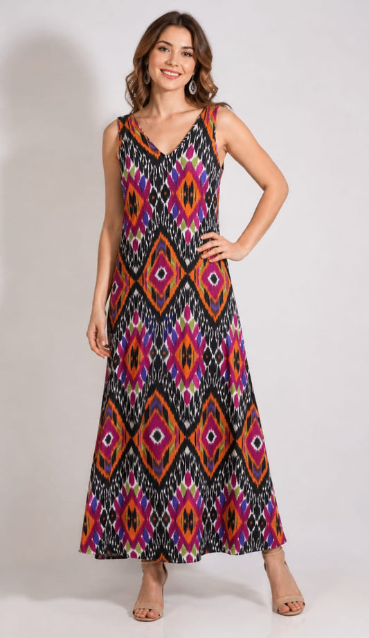 Printed Pure Cotton Casual Long Gown