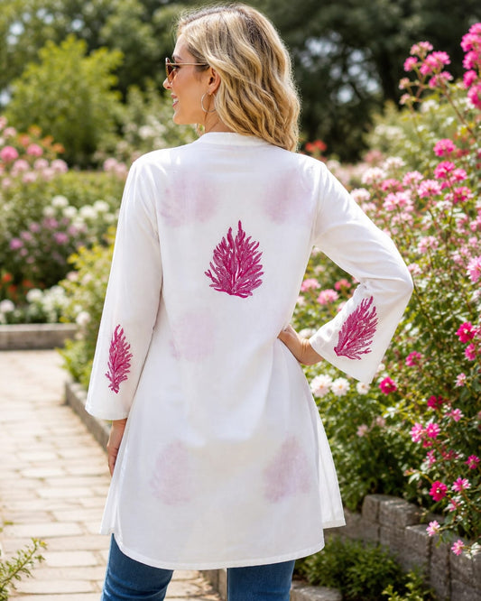 Hand Embroidered Long Tunic Top – Long Coat Style