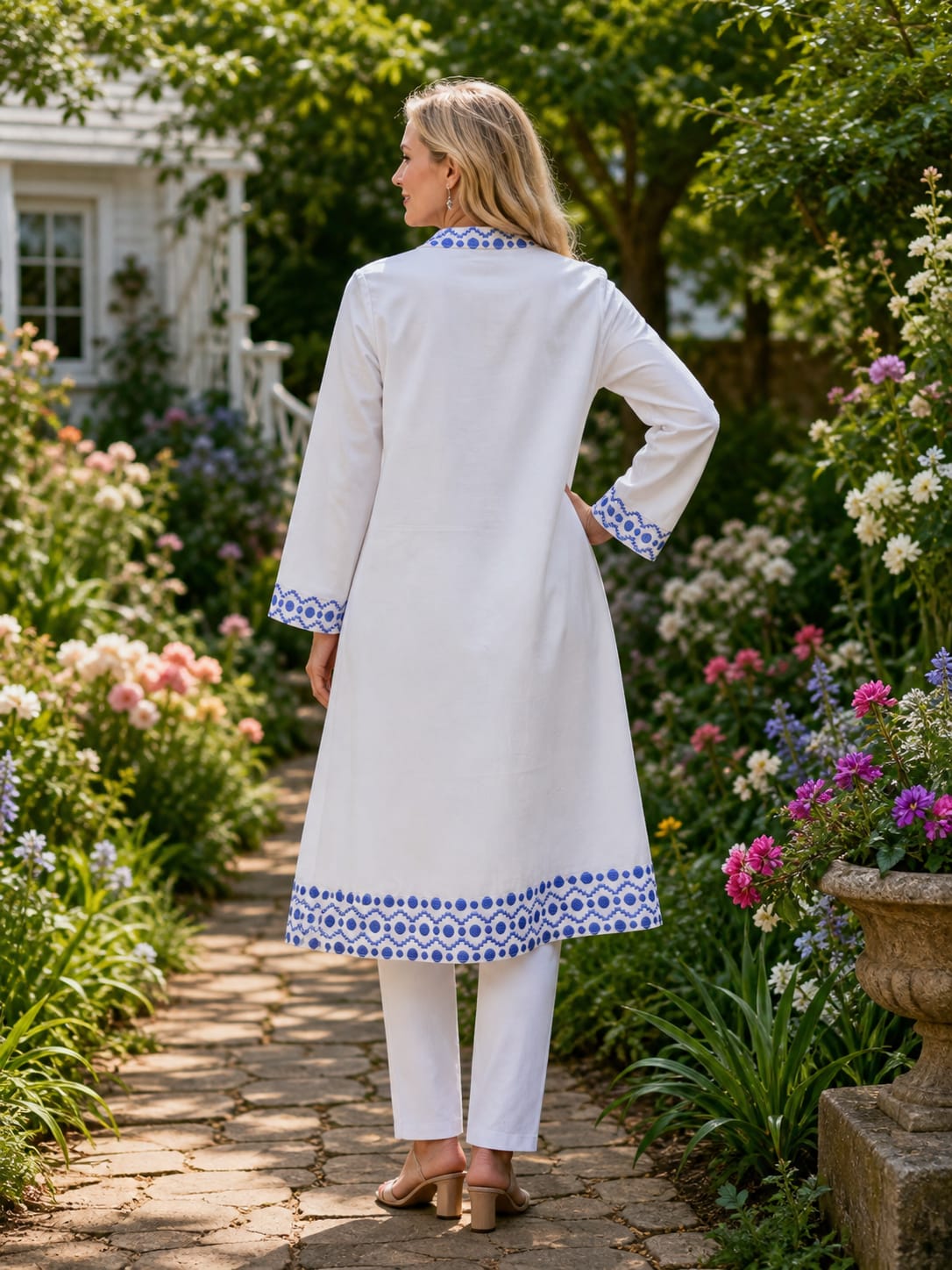 White Cotton Embroidered Tunic